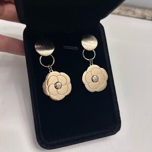 Chanel Beauty Camelia Flower Gold Earrings